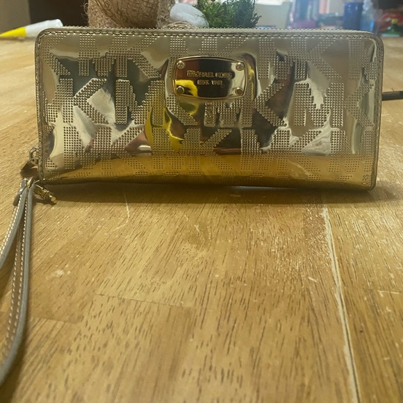 Authentic Michael Kors wallet/ wristlet. Chrome gold. - Picture 1 of 5